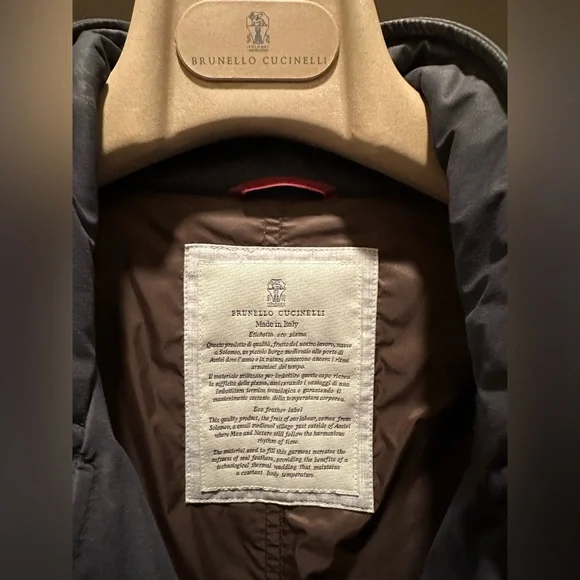 Brunello Cucinelli men’s quilted navy jacket.